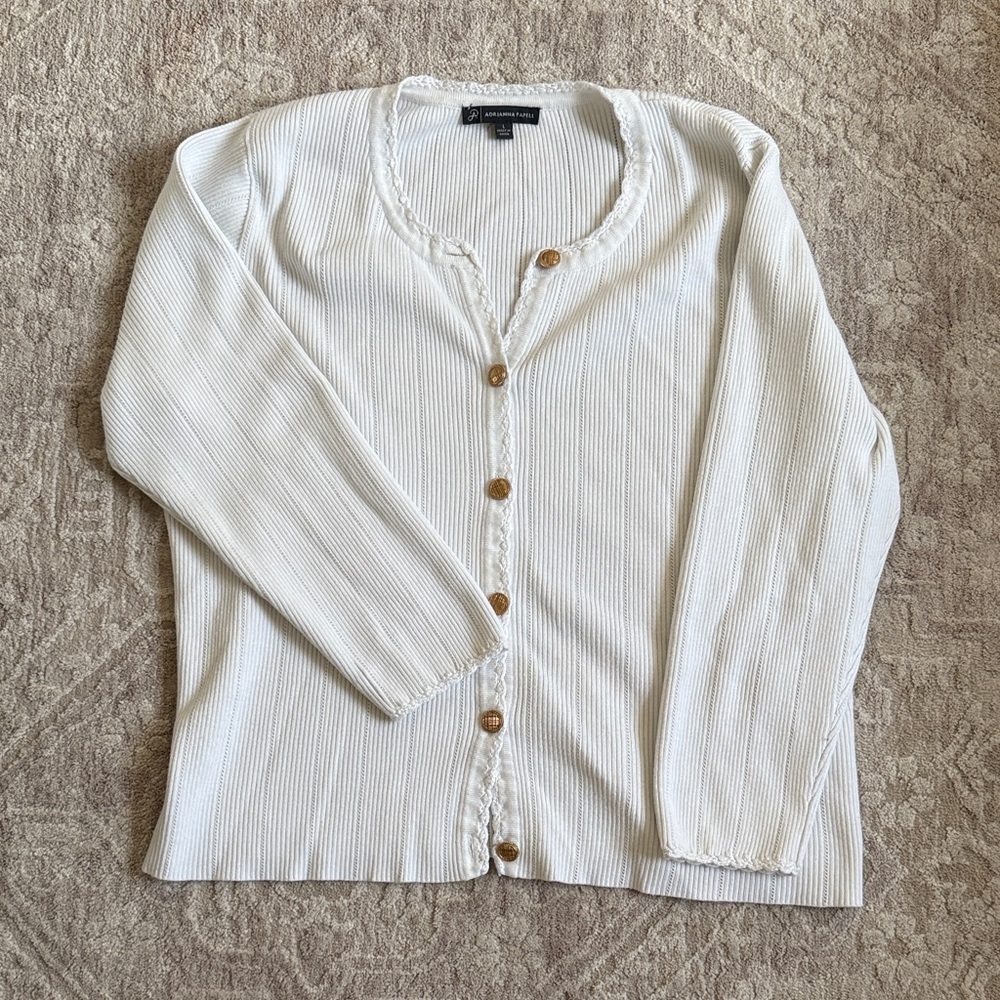 Adrianna Papell Cream Knit Cardigan
